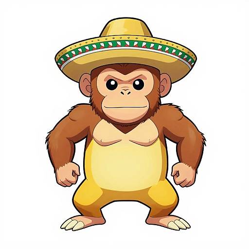 Muscular Monkey with Mexican Hat Artwork