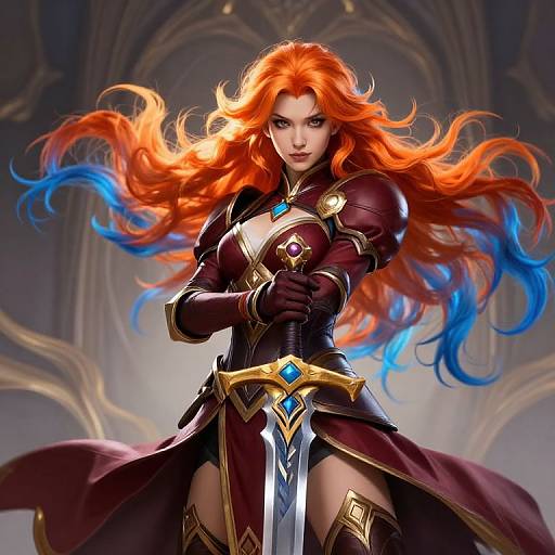 Vibrant Fantasy Knight in Burgundy