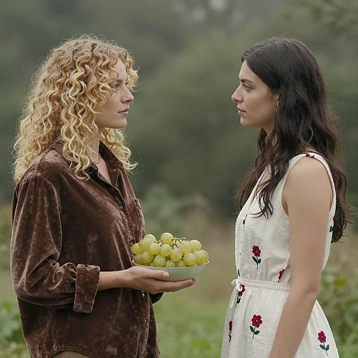 Two Women in a Misty Forest