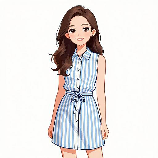 Smiling Woman in Striped Dress