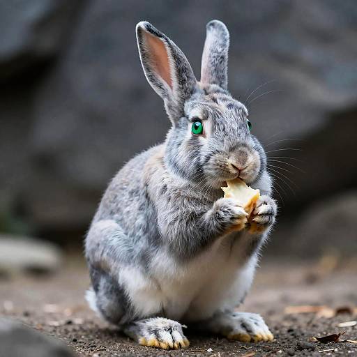 Realistic Silver Rabbit Pokemon Eating