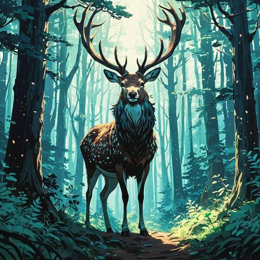 Ethereal Stag in Otherworldly Forest Ethereal Stag in Otherworldly Forest