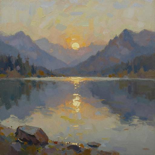 Tranquil Mountain Lake at Sunrise