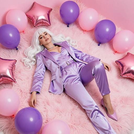 Glamorous Woman in Lilac Suit Portrait