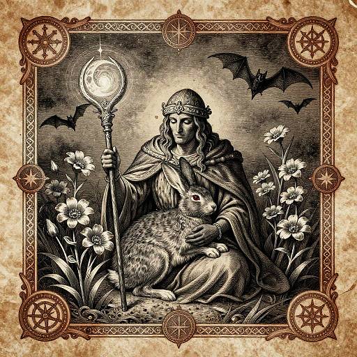 Ancient Druid with Hare Engraving