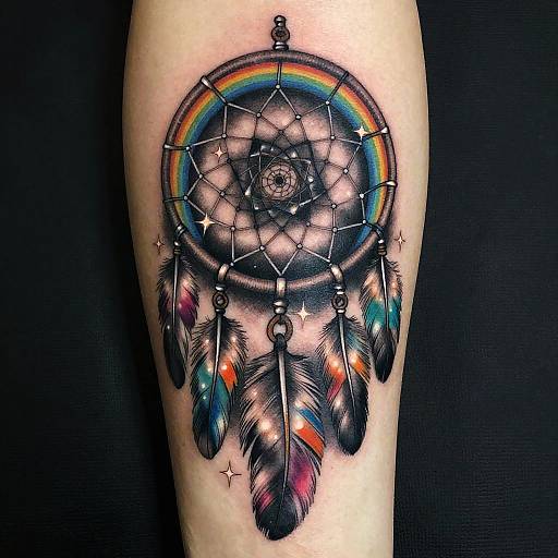 Rainbow Dream Catcher Night Tattoo