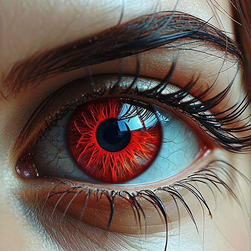 Red Eye Close-Up Girl Portrait