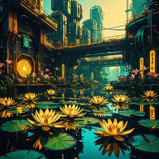 Mystical Oasis: Neon Cyberpunk Dreams