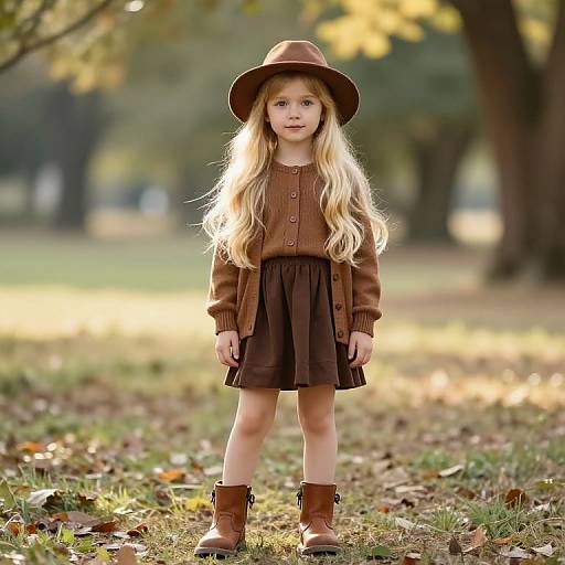 Serene Young Woman in Cozy Brown Outfit