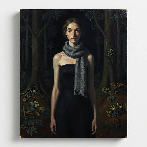 Shadowed Woman in Nocturnal Forest