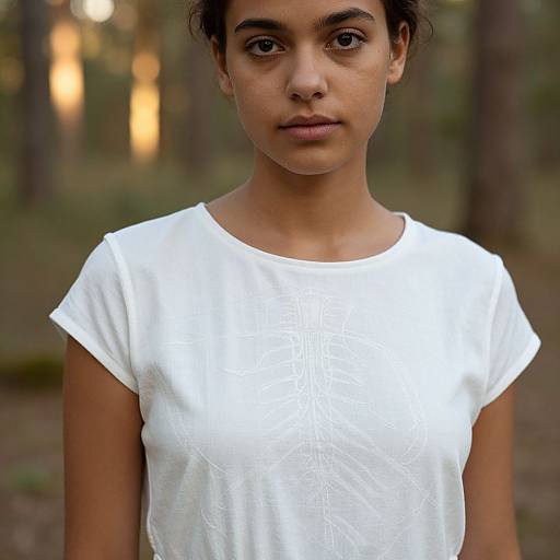Young Woman in Minimalist Forest Dress