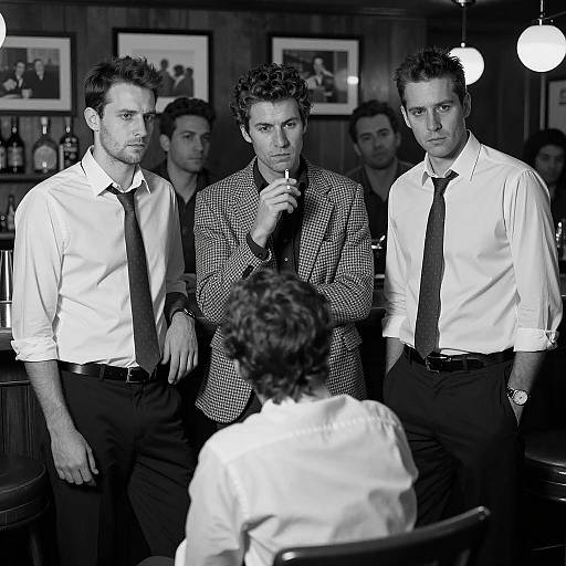 Intense Black and White Bar Scene
