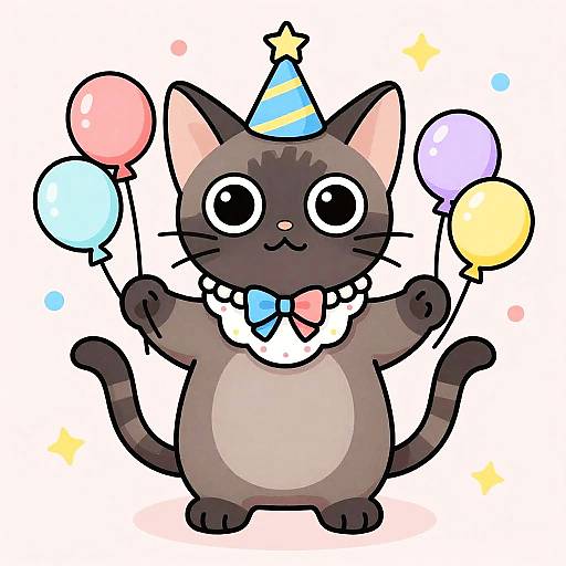 Anthropomorphic Manx Cat Birthday