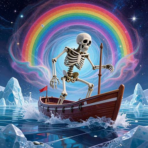 Psychedelic Inuit Skeleton in Nebula