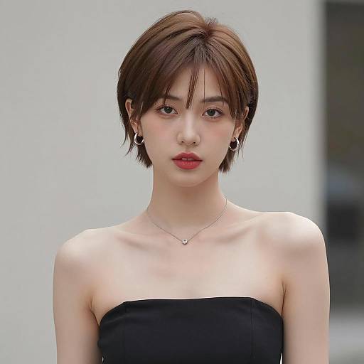 Elegant Young Woman with Pixie Hairstyle