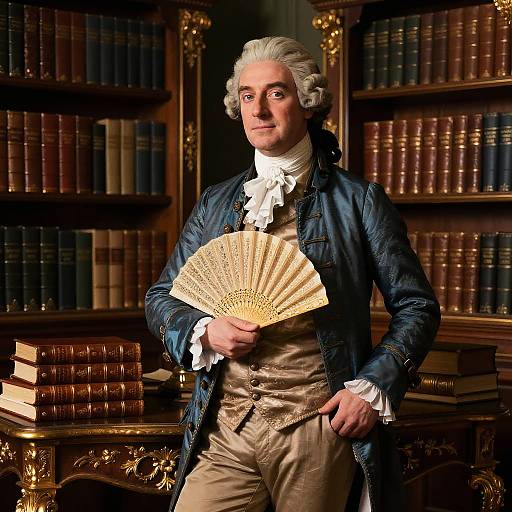 18th Century Dandy in Luxurious Study