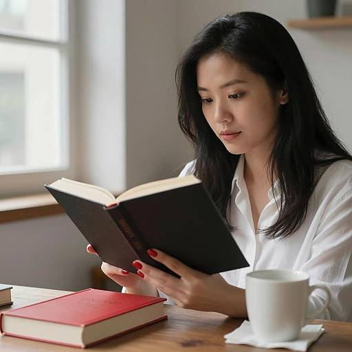 Woman Reading in Cozy Indoor Space