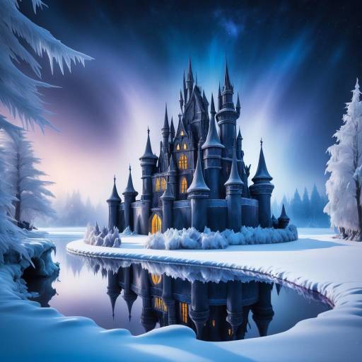 Magical Winter Castle in Snowy Wonderland