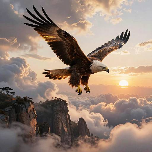 Elegant Eagle Soaring at Sunset