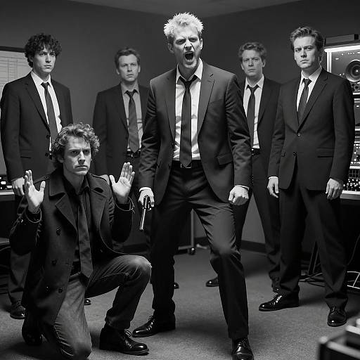 Black and White Intense Confrontation Scene