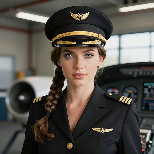 Realistic Female Pilot in Uniform