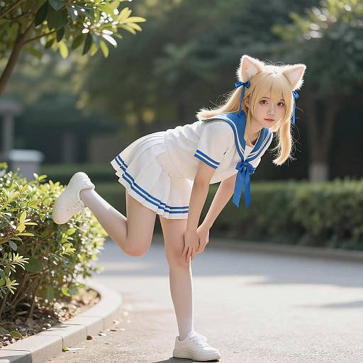Anime Cat Girl Outdoor Pose
