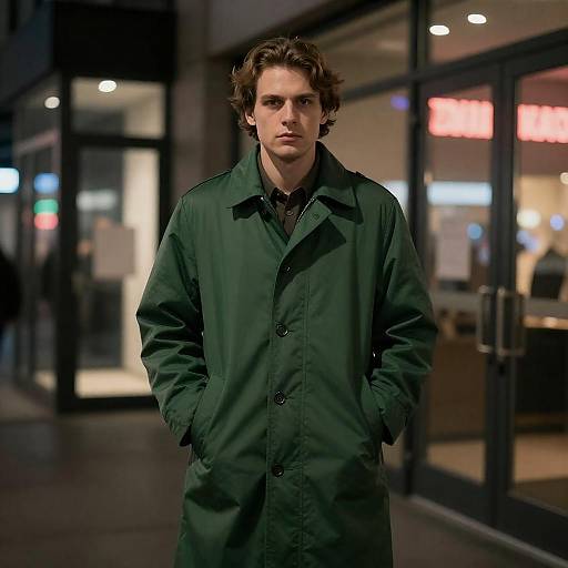 Urban Night Scene with Intense Man