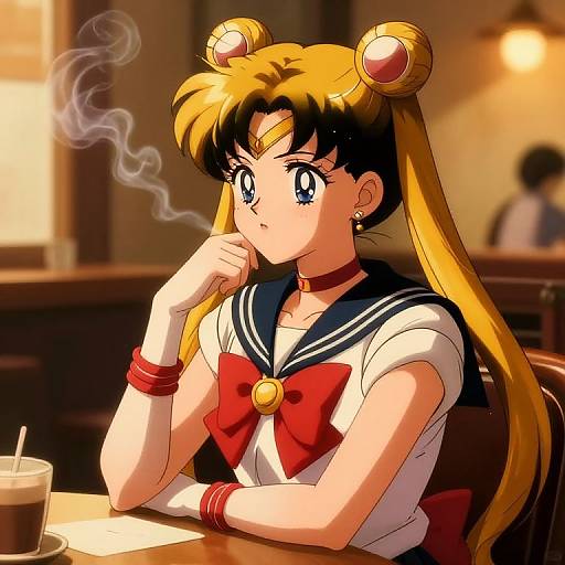 Sailor Moon in Cozy Vintage Cafe