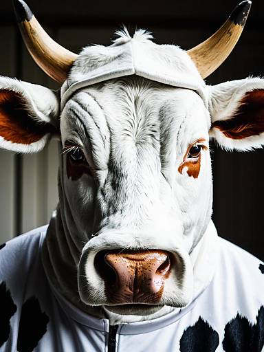 Photorealistic Man in Cow Suit