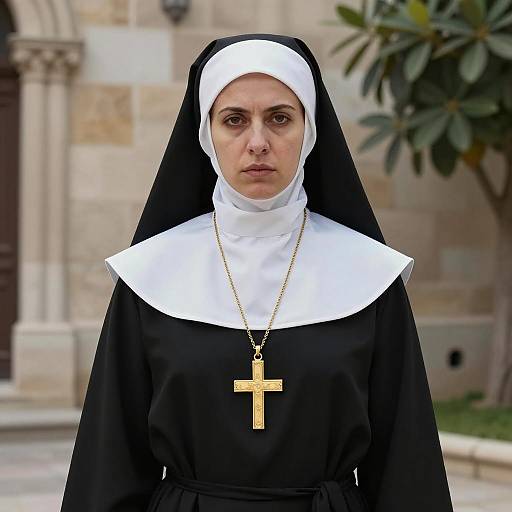 Serious Nun in Traditional Habit