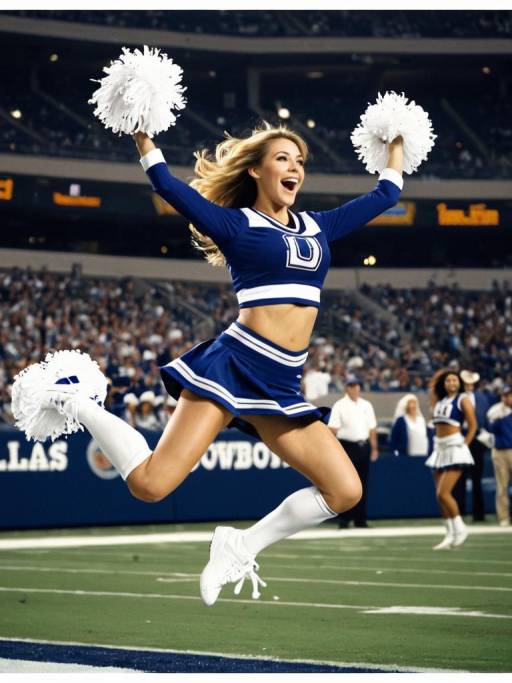Dallas Cowboys Cheerleader Jumping Mid-Air