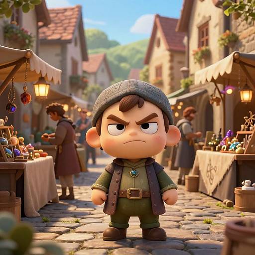 Cute Grimmace in Enchanted Medieval Market