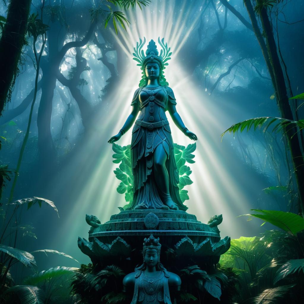 Ethereal Freya Statue in Jungle Mist