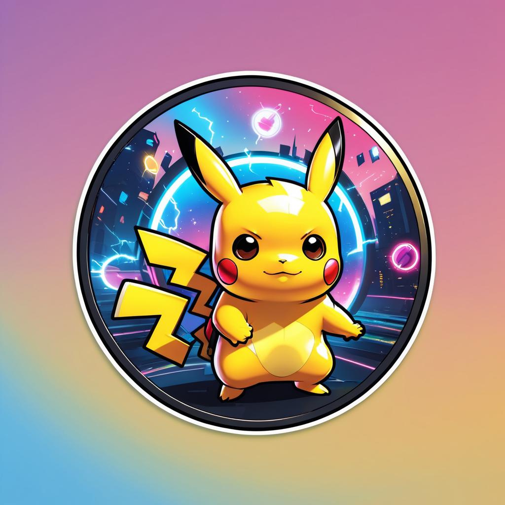 Adorable Pikachu Superhero Sticker Art