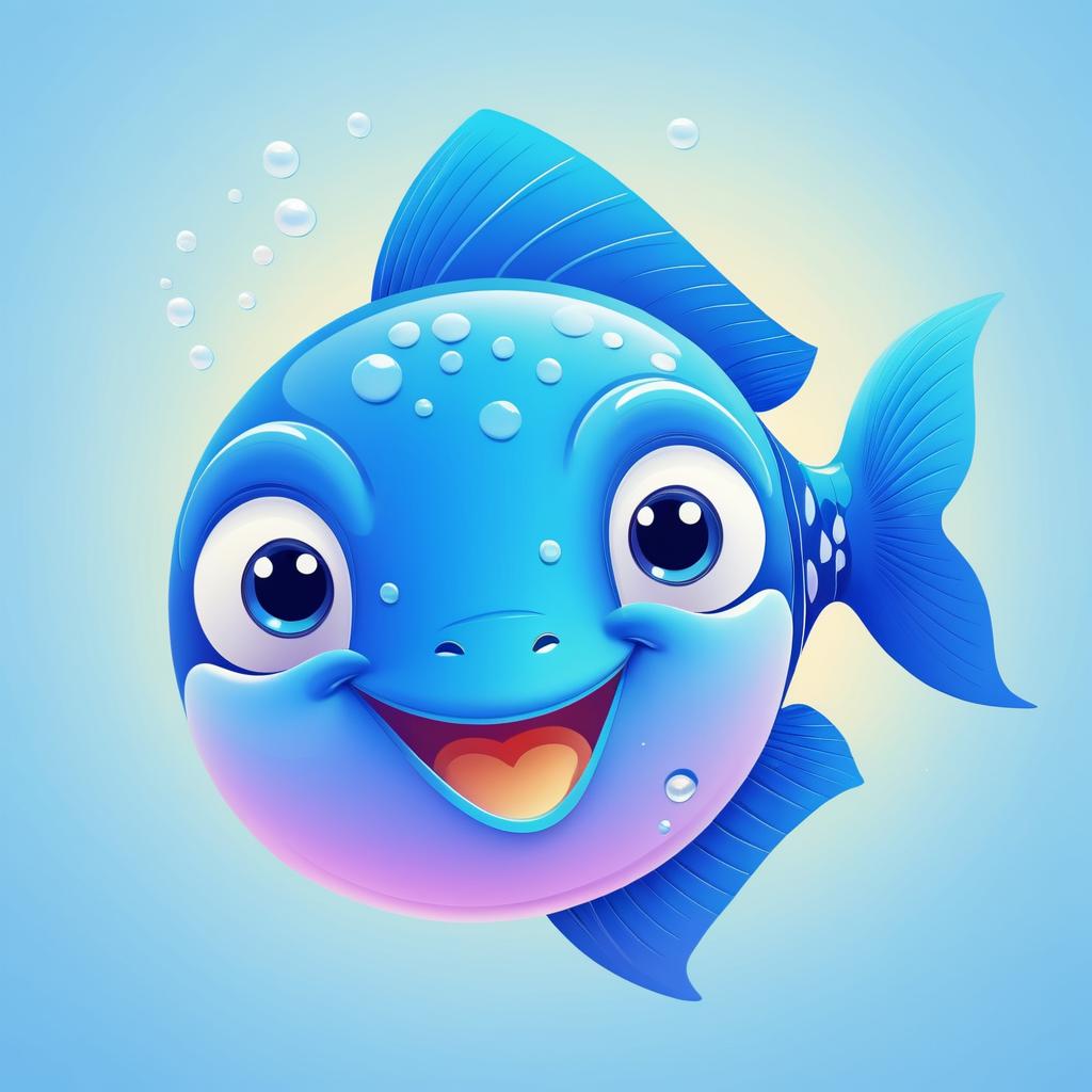 Cute Cartoon Fish with Joyful Expression