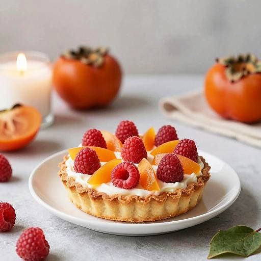 Persimmon and Raspberry Tart Still Life