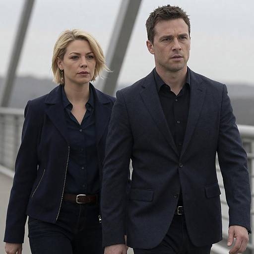 Couple Walking on Bridge Photograph