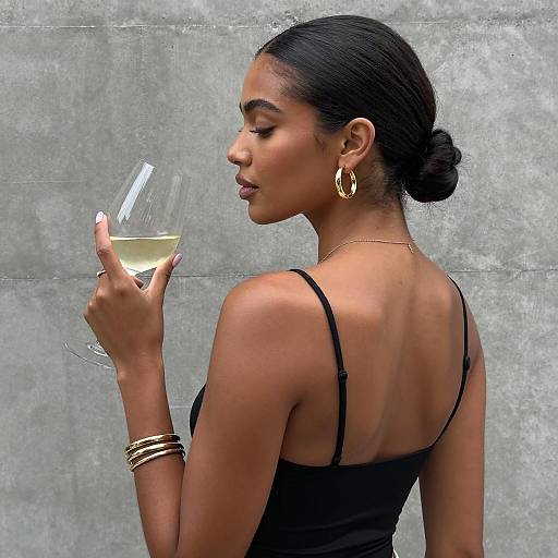 Elegant Woman Posing with Wine