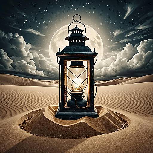 Enchanted Lantern in Desert Night