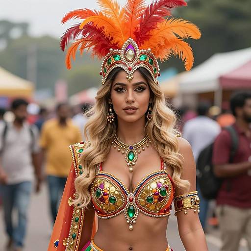 Carnival Woman in Vibrant Indian-Style Costume