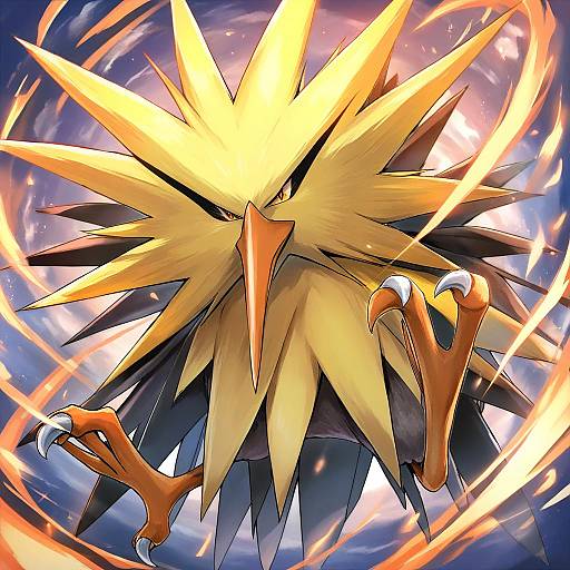 Illustration of Zapdos, pokemon in the style of Koyuki (kotatsu358)