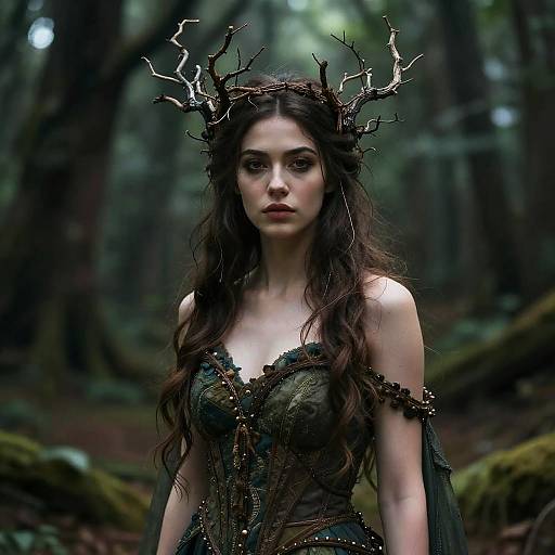 Mystical Forest Spirit with Branch Crown