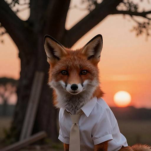 Photoreal CGI Fox Portrait at Sunset