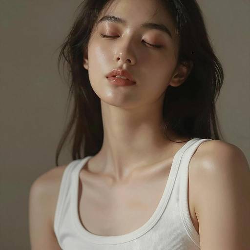 Serene Woman with Closed Eyes Painting