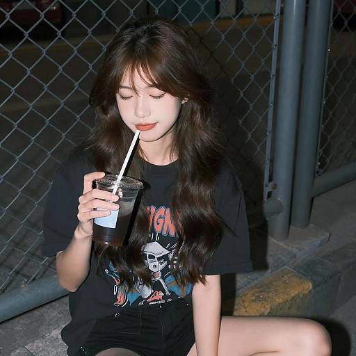 Young Woman Relaxing in Urban Alley