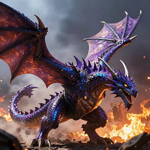 Fierce Purple Dragon Battle Scene