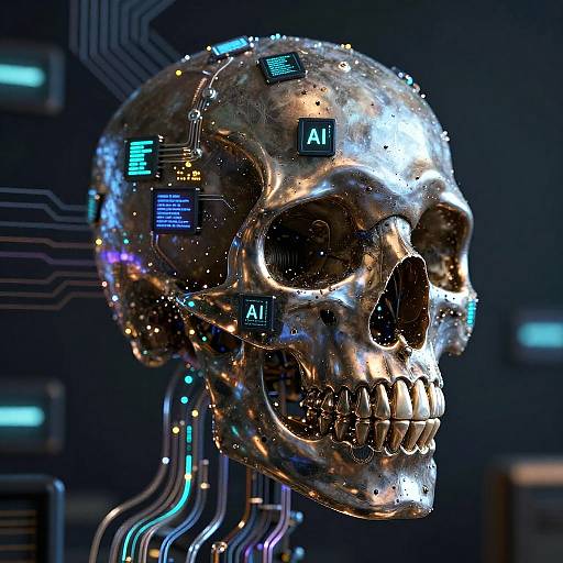 AI Skull with Digital Circuitry