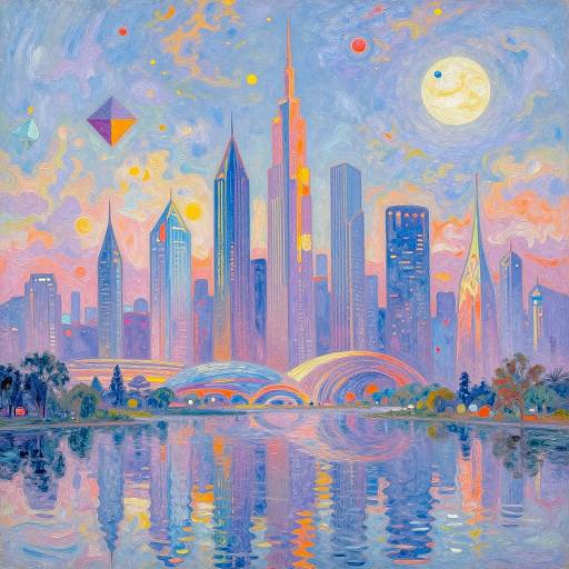 Futuristic Monet-Inspired Cityscape