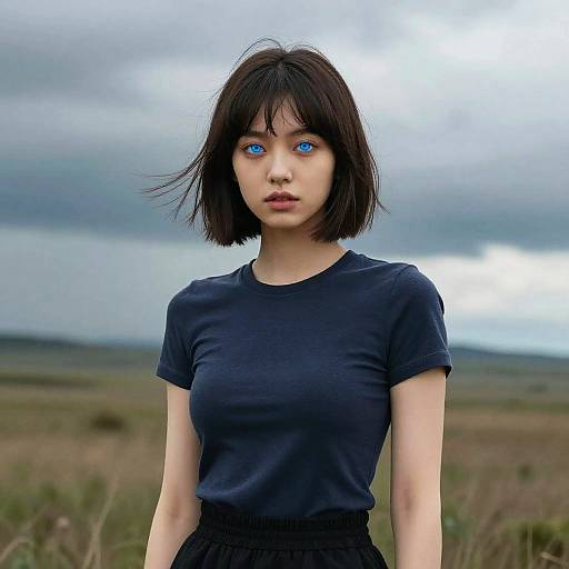 Stylish Woman Portrait with Overcast Sky