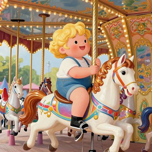 Chubby Blonde on Whimsical Carousel
